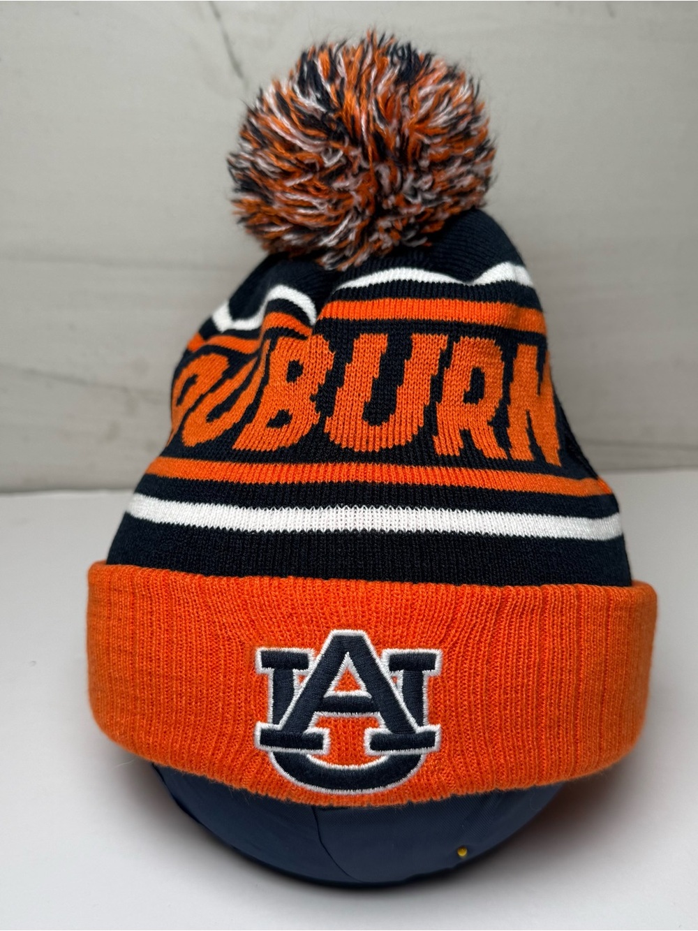 Auburn Tigers Pom Beanie - Orange & Navy